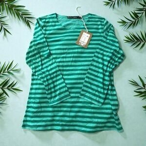 Gudrun Sjoden NWT Essential Long Sleeve Green Striped Organic Cotton Small